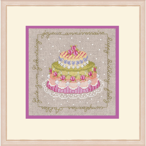 Le Bonheur des Dames counted cross stitch kit "Birthday Cake II", 13x12,5cm, DIY