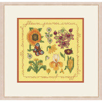 Le Bonheur des Dames counted cross stitch kit "Yellow And Bordeaux Flowers", 13x14cm, DIY