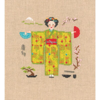 Le Bonheur des Dames counted cross stitch kit "Green Kimono", 12x12cm, DIY