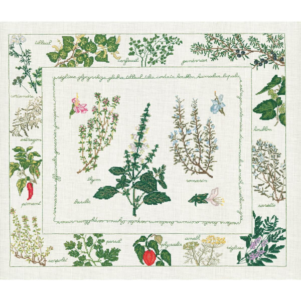 Le Bonheur des Dames borduurpakket "Herbarium", zelf te maken, 54x46cm