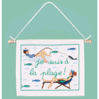 Kit point de croix Le Bonheur des Dames "Je suis sur la plage", DIY, 19x15cm