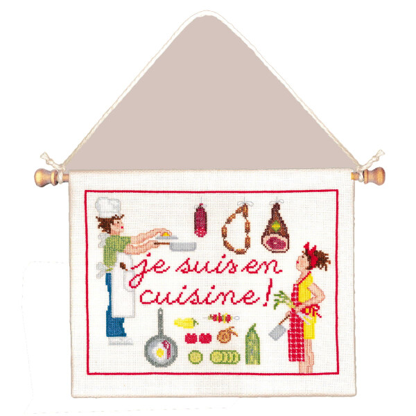 Kit point de croix Le Bonheur des Dames "Je suis dans la cuisine", DIY, 19x15cm