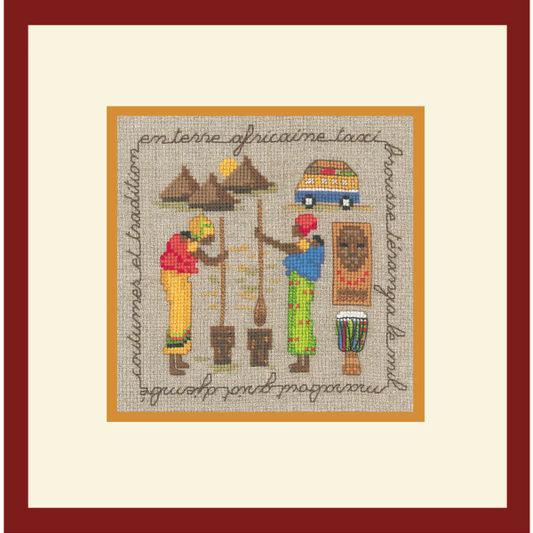 Le Bonheur des Dames counted cross stitch kit "In Africa", 11.5x11.5cm, DIY