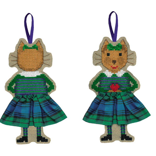 Le Bonheur des Dames counted cross stitch kit "Cat In A Scottish Tartan Skirt", 9x11cm, DIY