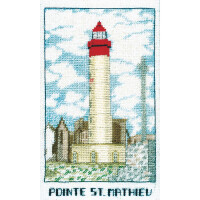 Kit point de croix Le Bonheur des Dames "Phare "POINTE St Mathieu"", compté, DIY, 10.5x17.5cm
