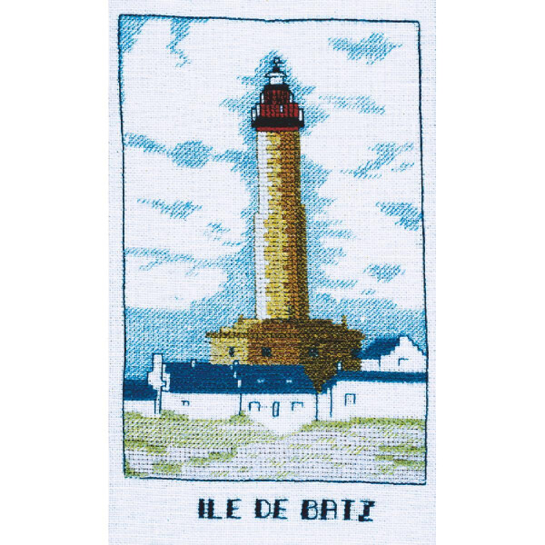 Kit de punto de cruz contado Le Bonheur des Dames "Faro de la isla de Batz", 10,5x17,5cm, DIY