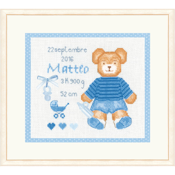 Le Bonheur des Dames counted cross stitch kit "Matteo Birth", 10,5x10,5cm, DIY
