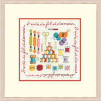 Le Bonheur des Dames counted cross stitch kit "Stitched With Thread And With Love", 12,5x12,5cm, DIY