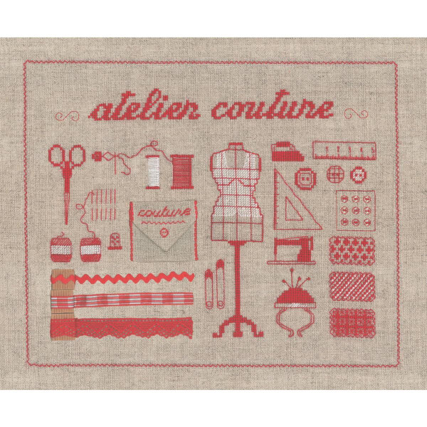 Le Bonheur des Dames counted cross stitch kit "Sewing Workroom", 27x22cm, DIY