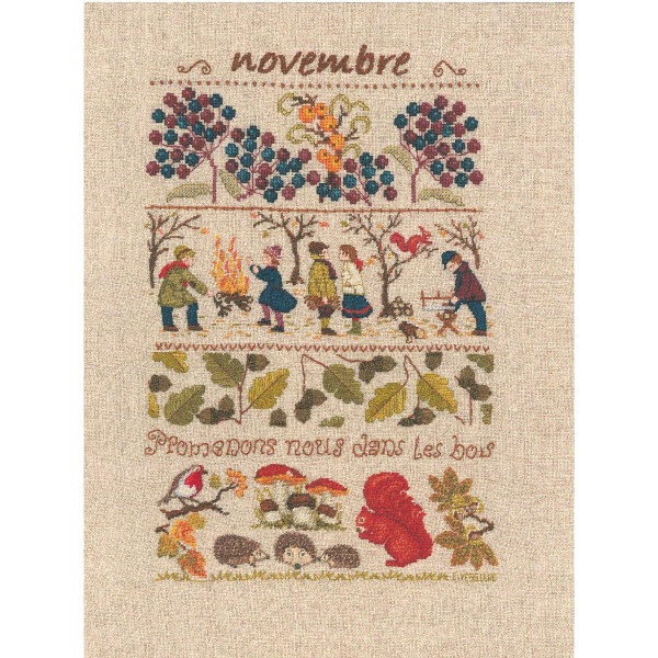 Le Bonheur des Dames counted cross stitch kit "November", 18x28cm, DIY