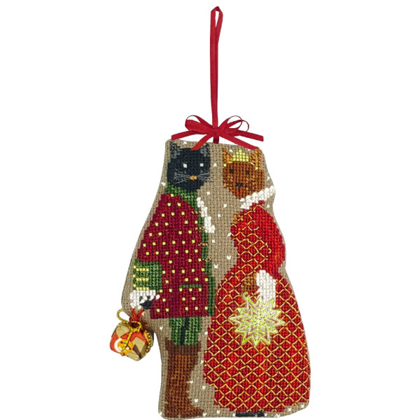 Le Bonheur des Dames counted cross stitch kit "Couple Christmas Cats", 9x12,5cm, DIY