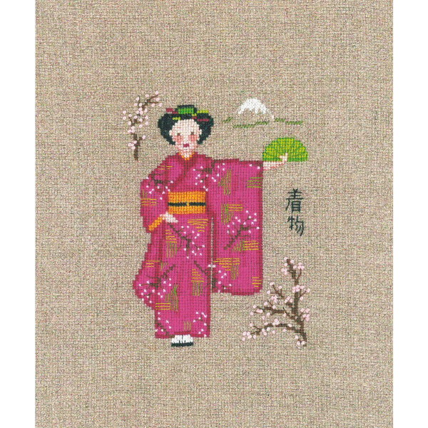 Kit point compté Le Bonheur des Dames "Kimono Rose", 9.5x13.5cm, DIY