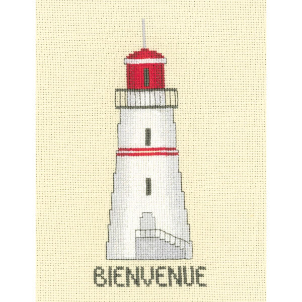 Le Bonheur des Dames borduurpakket "Rode welkom vuurtoren", DIY, 6x14.5cm