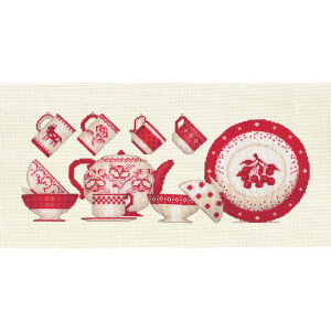 Le Bonheur des Dames counted cross stitch kit "Red Tableware I", 12,5x31cm, DIY