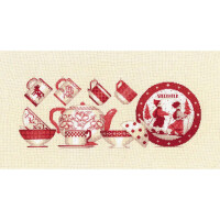 Le Bonheur des Dames counted cross stitch kit "Red Tableware I", 12,5x31cm, DIY