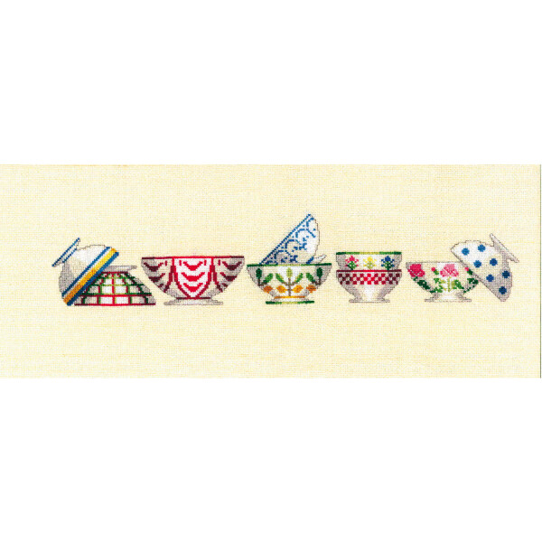 Le Bonheur des Dames counted cross stitch kit "Bowls Collection I", 36x7cm, DIY