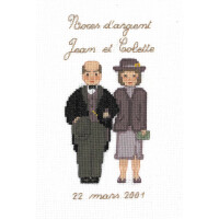 Le Bonheur des Dames borduurpakket "Zilveren trouwdag", DIY, 10x15cm
