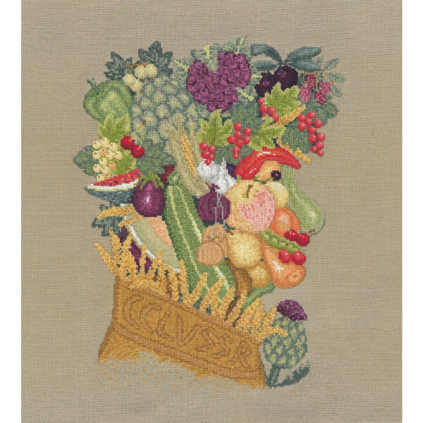 Le Bonheur des Dames borduurpakket "Zomerfruit op Aìda stof", DIY, 23x30cm