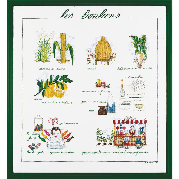 Auslaufmodell Le Bonheur des Dames Kreuzstich Set "Süßigkeiten", Zählmuster, 40x46cm