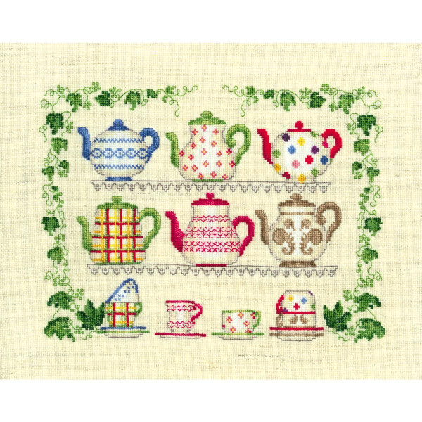 Le Bonheur des Dames counted cross stitch kit "Tea Collection",  23x17cm, DIY