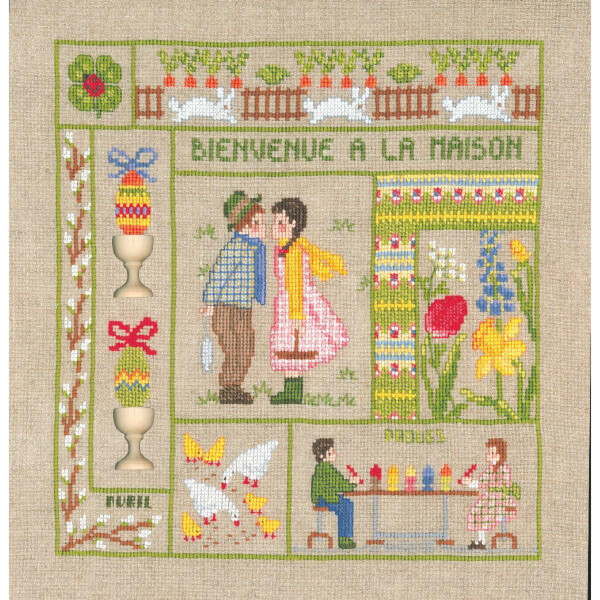 Le Bonheur des Dames counted cross stitch kit "Welcome April", 21x23cm, DIY