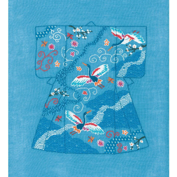 Le Bonheur des Dames Petit Point Stickpackung "Kimono-Reiher II", Zählmuster, 20,5x23cm