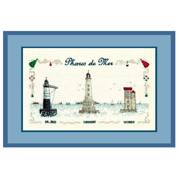 Kit punto croce Le Bonheur des Dames Petit Point"Fari di mare", motivo contato, 33x18cm