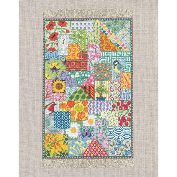 Kit da ricamo Le Bonheur des Dames Petit Point "Tappeto patchwork", contato, 12,5x20 cm