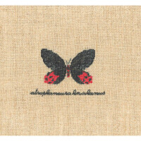 Le Bonheur des Dames Petit Point Stickpackung "Schwarze und rote Schmetterlingsminiatur", Zählmuster, 6x4cm