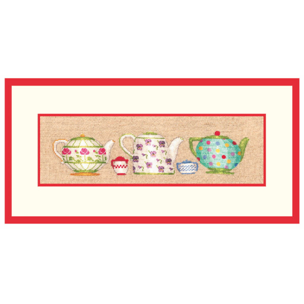 Le Bonheur des Dames counted petit point kit "Teapots Collection", 4,5x22cm, DIY