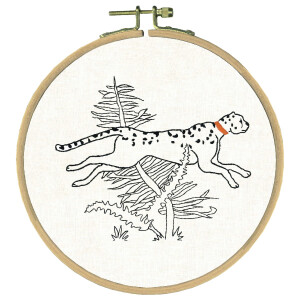 Le Bonheur des Dames stamped freestyle stitch kit "The Race Of The Cheetah Printed", diam. 15cm, DIY