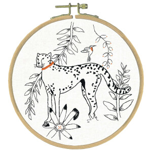 Le Bonheur des Dames Freestyle Stickpackung "Gepard bedruckt", Bild gedruckt, diam. 15cm
