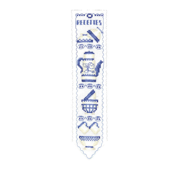 Le Bonheur des Dames bookmark counted cross stitch kit "Blue Recipe", 5x20cm, DIY