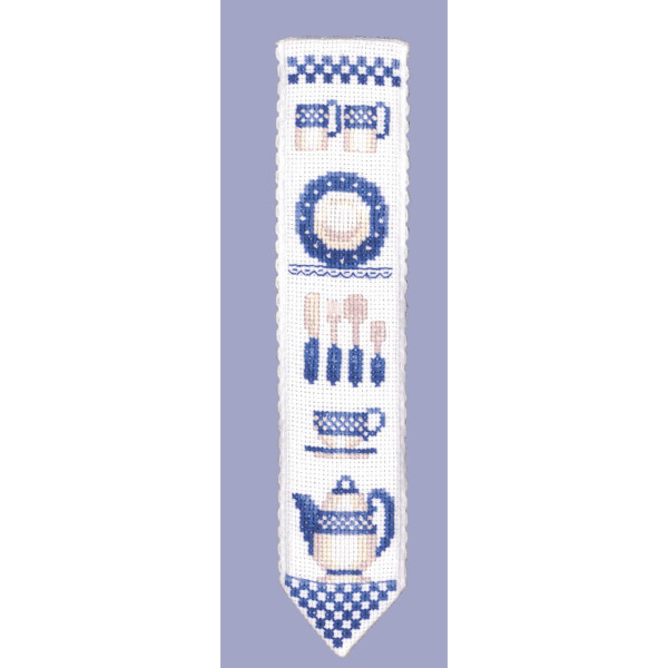 Le Bonheur des Dames bookmark counted cross stitch kit "Blue Tableware", 5x20cm, DIY