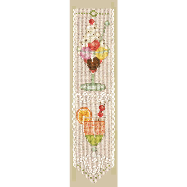 Le Bonheur des Dames bookmark counted cross stitch kit "Cocktail", 5x20cm, DIY