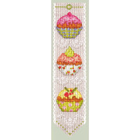 Le Bonheur des Dames Lesezeichen Kreuzstich Stickpackung  "Die Cupcakes", Zählmuster, 5x20cm