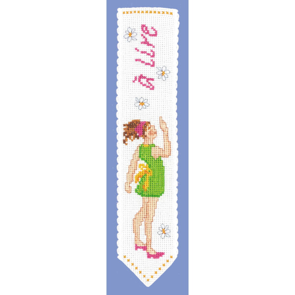 Le Bonheur des Dames bookmark counted cross stitch kit "Young Girl In Green Dress", 5x20cm, DIY