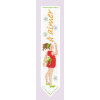 Le Bonheur des Dames Lesezeichen Kreuzstich Stickpackung  "Junges Mädchen im Roten Kleid", Zählmuster, 5x20cm