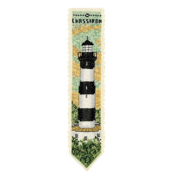 Marcapáginas Le Bonheur des Dames kit de punto de cruz contado "Chassiron Lighthouse", 5x20cm