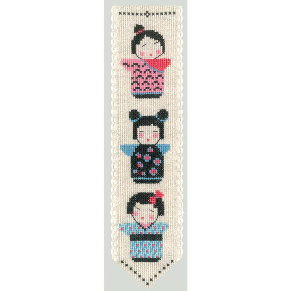 Le Bonheur des Dames bookmark counted cross stitch kit "Kokeshi", 5x20cm, DIY