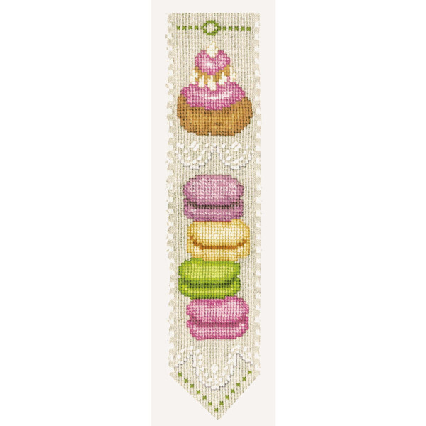 Le Bonheur des Dames bookmark counted cross stitch kit "Macaron", 5x20cm, DIY