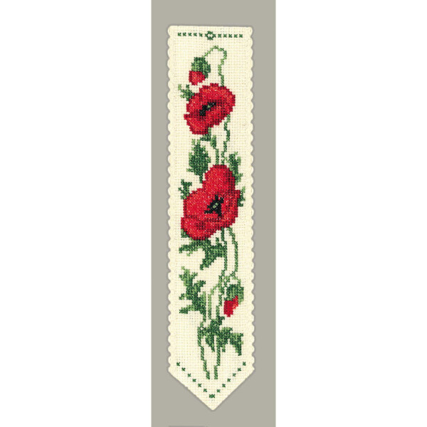 Le Bonheur des Dames bookmark counted cross stitch kit "Poppies", 5x20cm, DIY