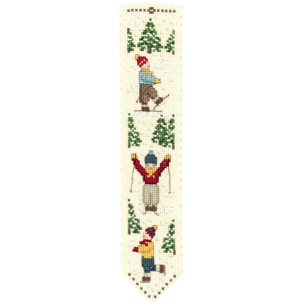 Le Bonheur des Dames bookmark counted cross stitch kit "Skiers", 5x20cm, DIY