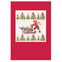 Набор поздравительных открыток Le Bonheur des Dames из 2 наборов для вышивки крестом "Лыжники и сани", 10,5x15см