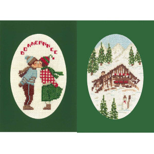 Le Bonheur des Dames Greeting cards set of 2 counted cross stitch kit "Happy New Year", 10,5x15cm, DIY