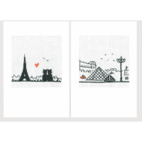 Le Bonheur des Dames Lot de 2 cartes de voeux au point compté "Paris Tour Eiffel", 10,5x15cm