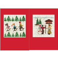 Le Bonheur des Dames Greeting cards set of 2 counted cross stitch kit "Skier", 10,5x15cm, DIY