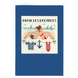 Le Bonheur des Dames Greeting cards set of 2 counted cross stitch kit "July", 10,5x15cm, DIY