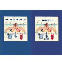 Le Bonheur des Dames Greeting cards set of 2 counted cross stitch kit "July", 10,5x15cm, DIY