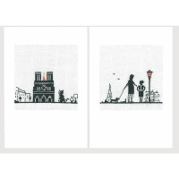 Le Bonheur des Dames Juego de 2 tarjetas de felicitación kit de punto de cruz contado "Paris Notre Dame", 10,5x15cm